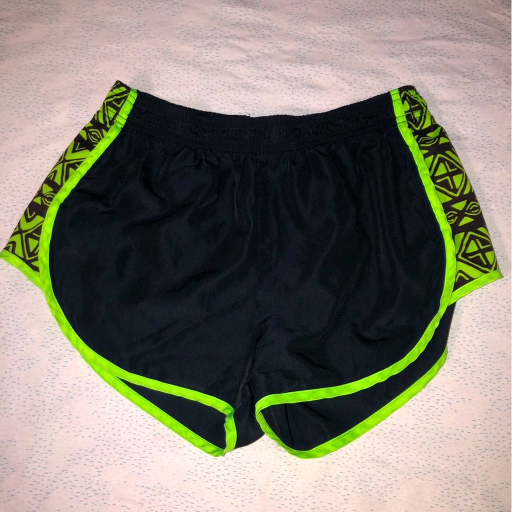 Bright green running shorts